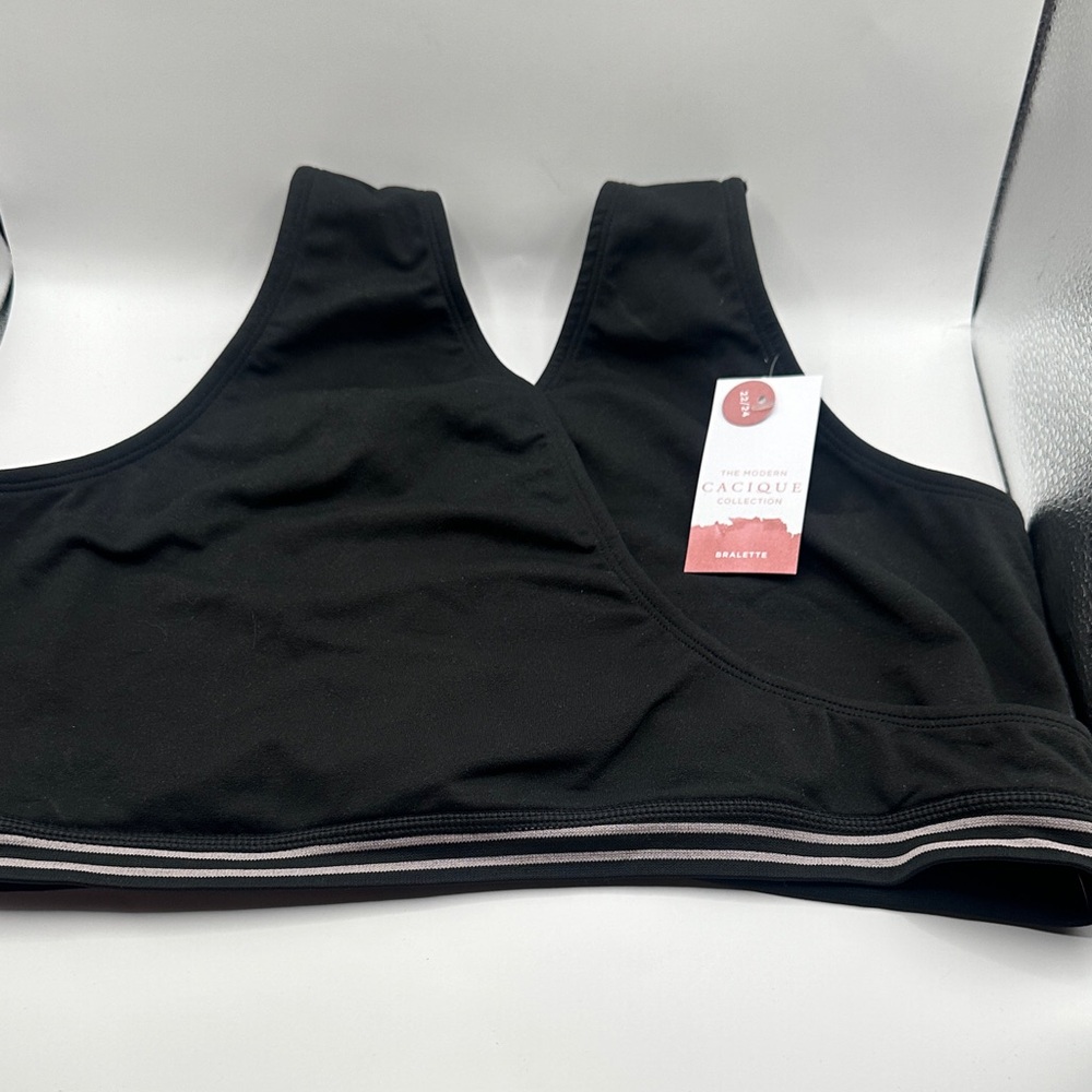 Cacique Black Sports Bra with Stripe Detail